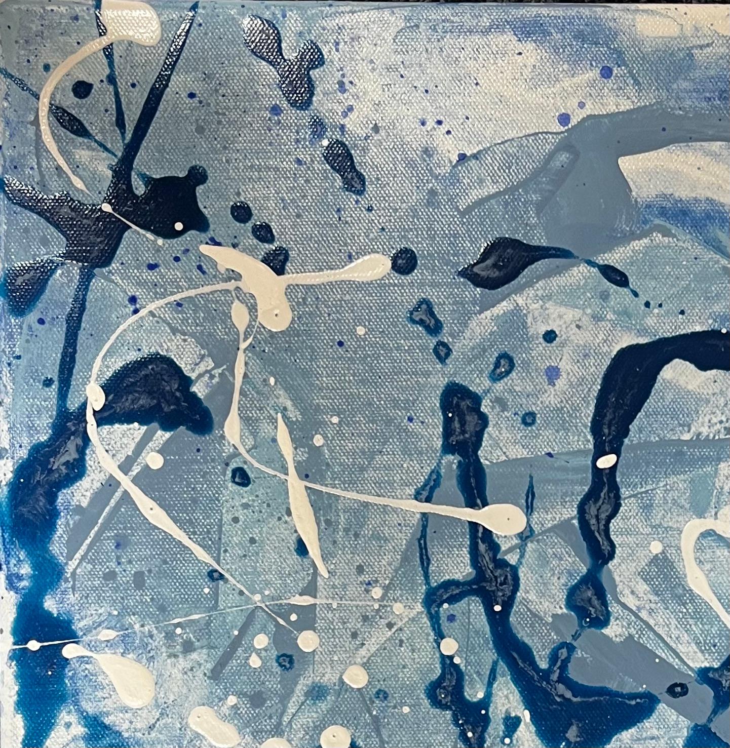 Esplosione di blu Pittura acrilica astratta inglese - Painting Impressionismo di Minty Ramsey