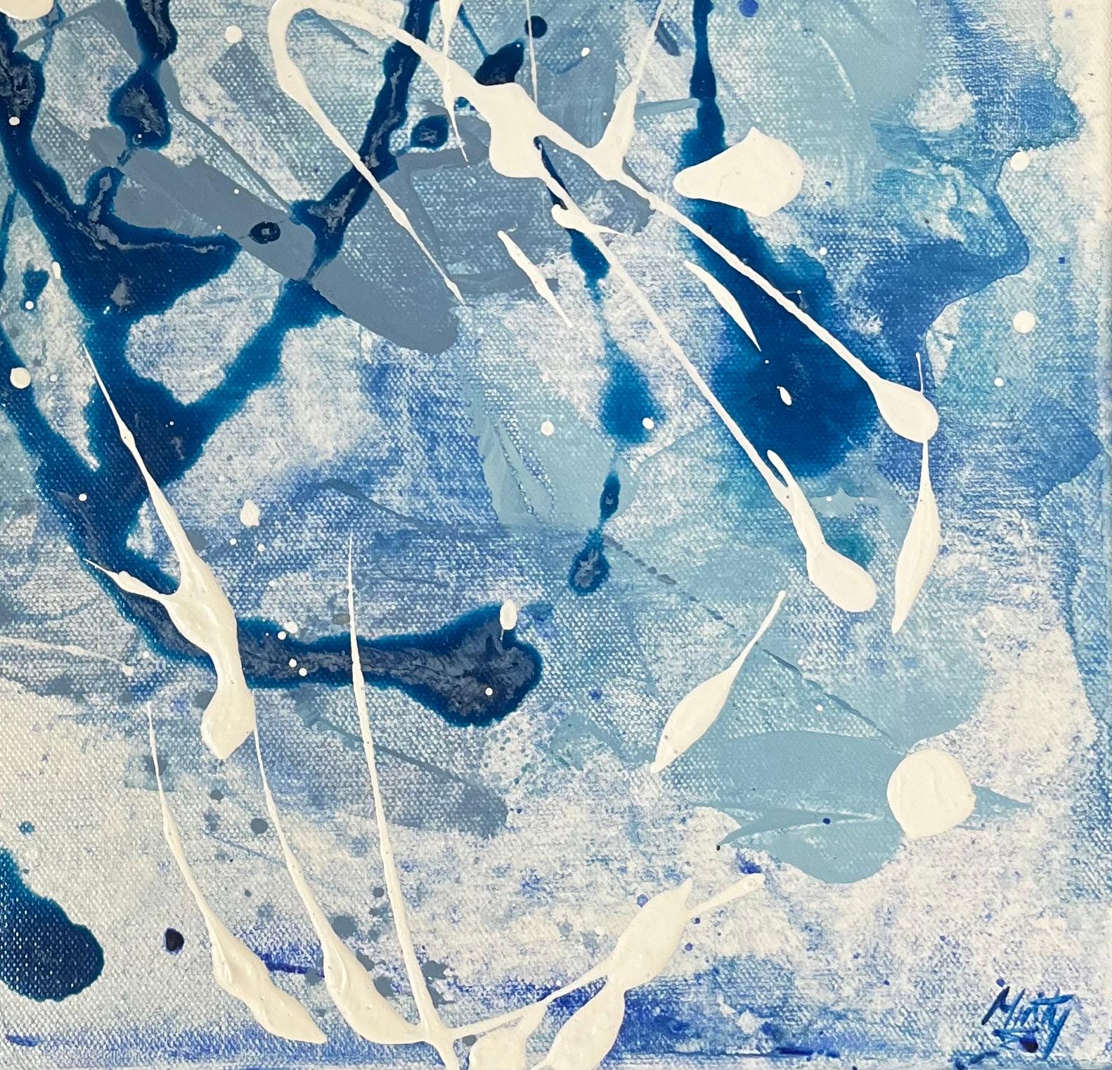 Esplosione di blu Pittura acrilica astratta inglese - Abstract Painting Grigio di Minty Ramsey