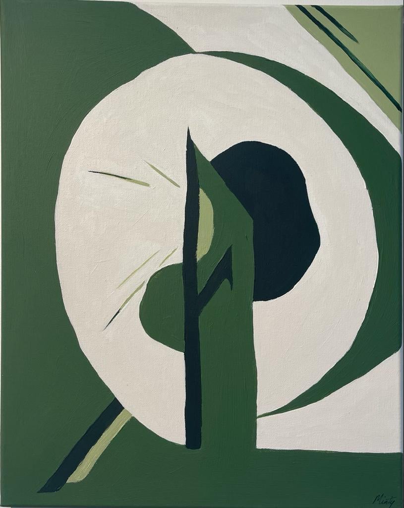 Artiste britannique contemporain Grand Triptyque Ensemble de 3 - Abstraits verts - Expressionnisme abstrait Painting par Minty Ramsey