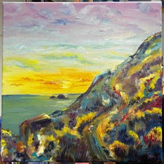 Cape Cornwall Sunset Contemporary Coastal Landscape Original Oil Painting