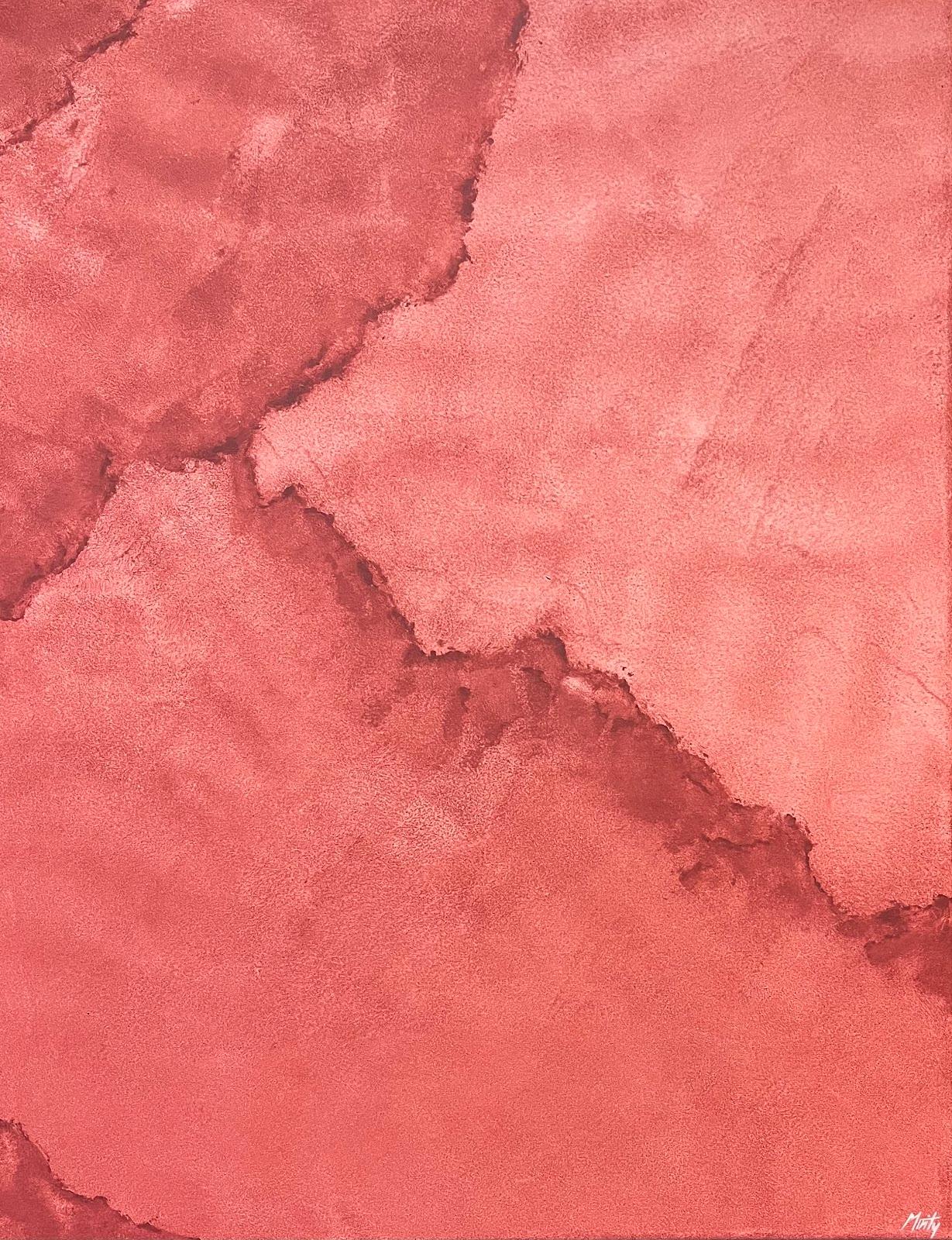 Rosso Pittura acrilica astratta Contemporanea Inglese Crimson Tidesu2028 - Painting di Minty Ramsey