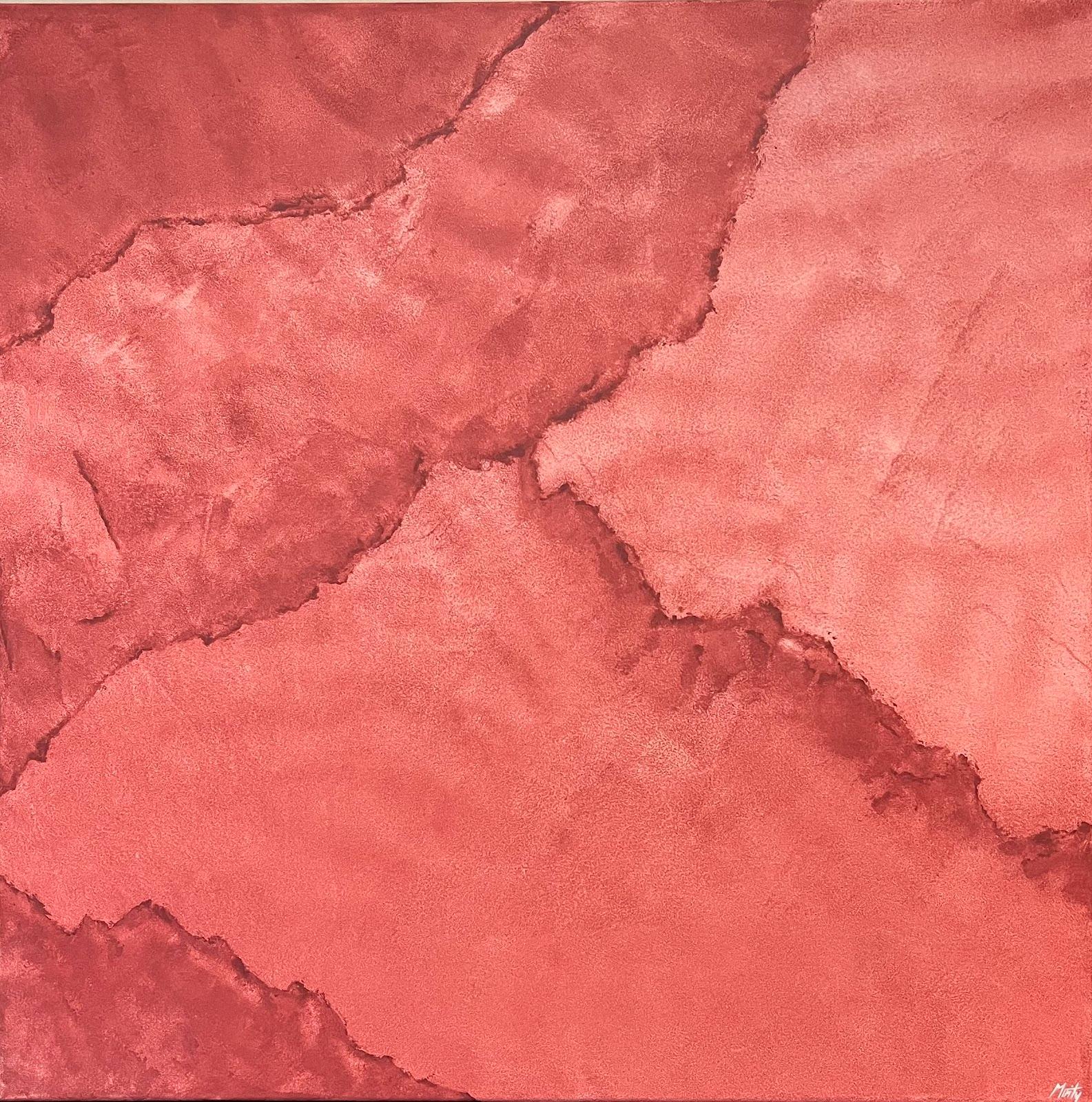 Abstract Painting di Minty Ramsey - Rosso Pittura acrilica astratta Contemporanea Inglese Crimson Tidesu2028