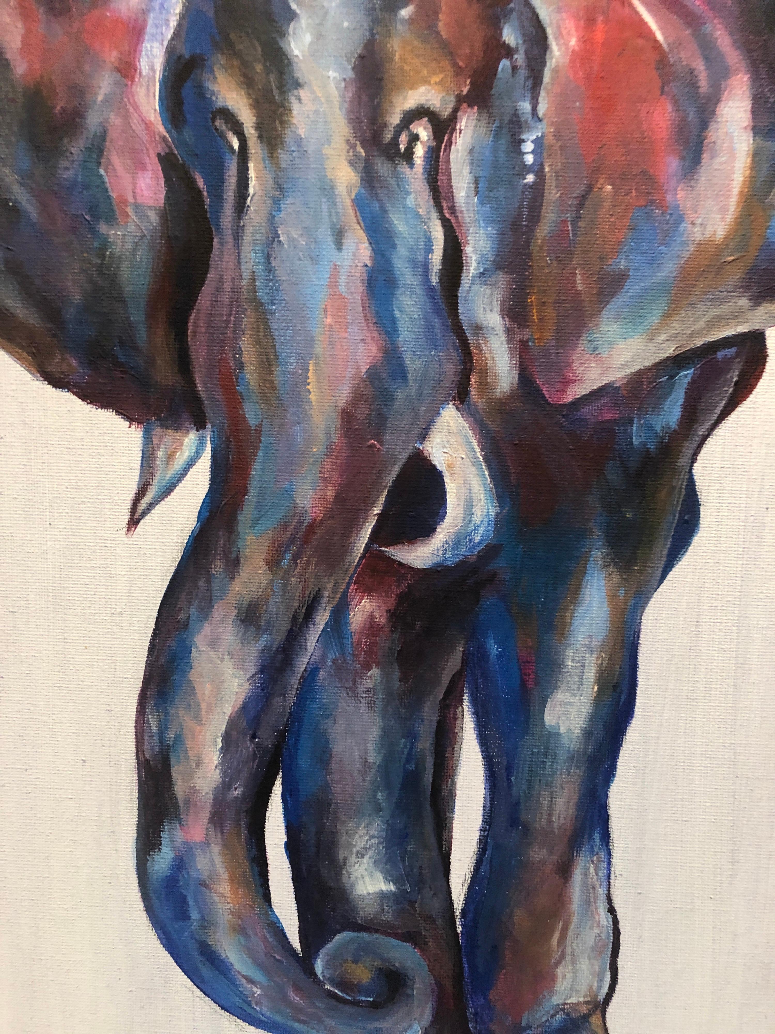 Peinture abstraite d'éléphant colorée de l'artiste britannique moderne en vente 1