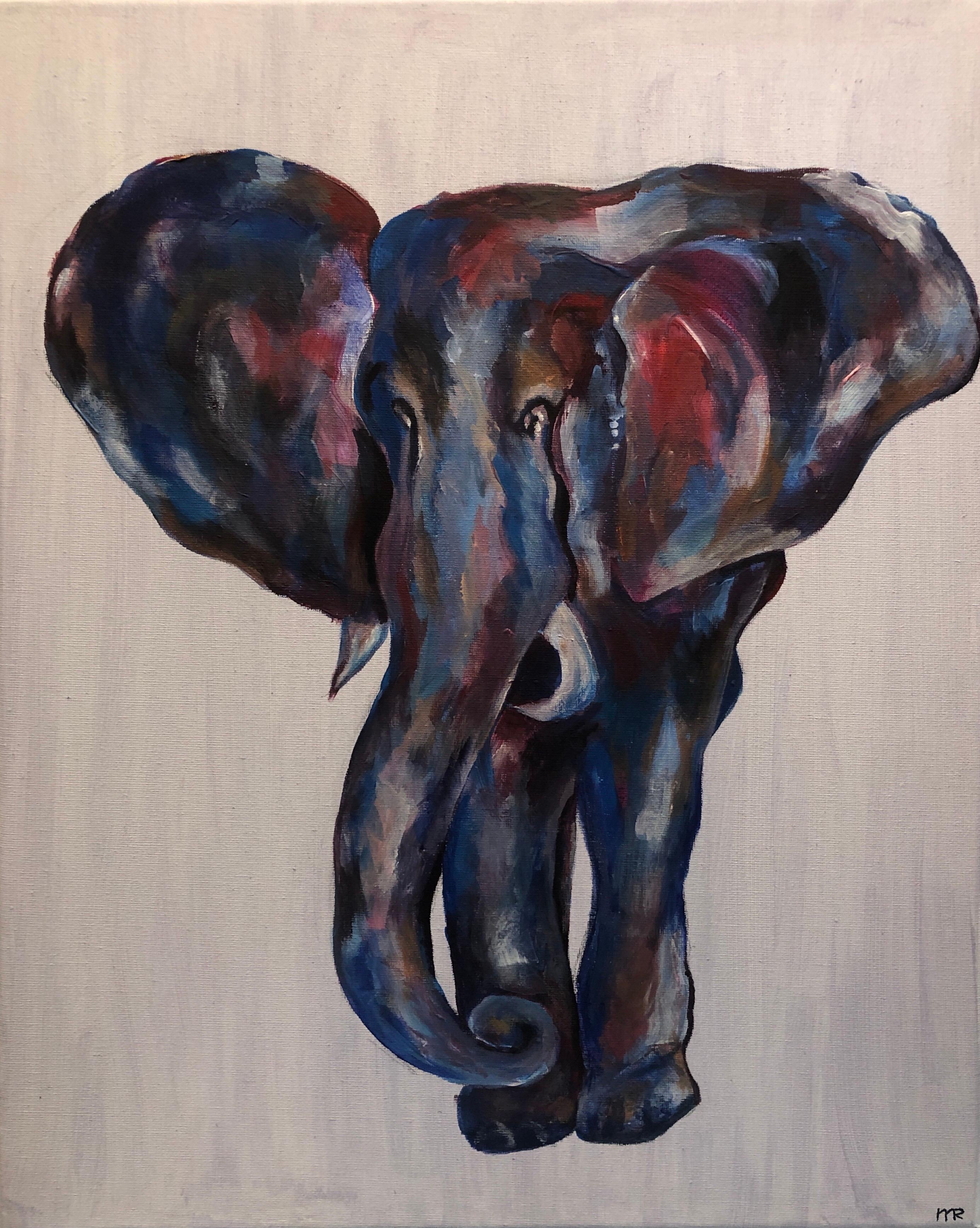 Colourful Elephant Abstract Painting Modern British Artist