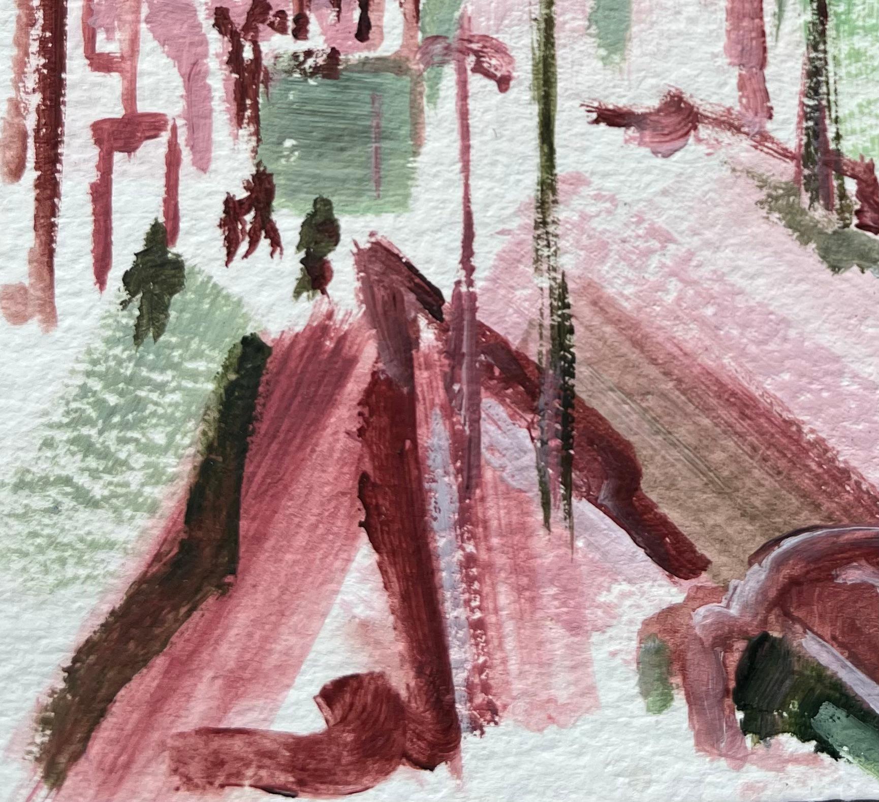 Título: Pintura expresiva de escena urbana rosa y verde con ambiente invernal
por Minty Ramsey
Medio: Acrílico sobre papel
Tamaño: 4,25 pulgadas (alto) x 4,25 pulgadas (ancho)
Estado: Excelente, colores vivos, sin daños

Descripción:
Este estilizado