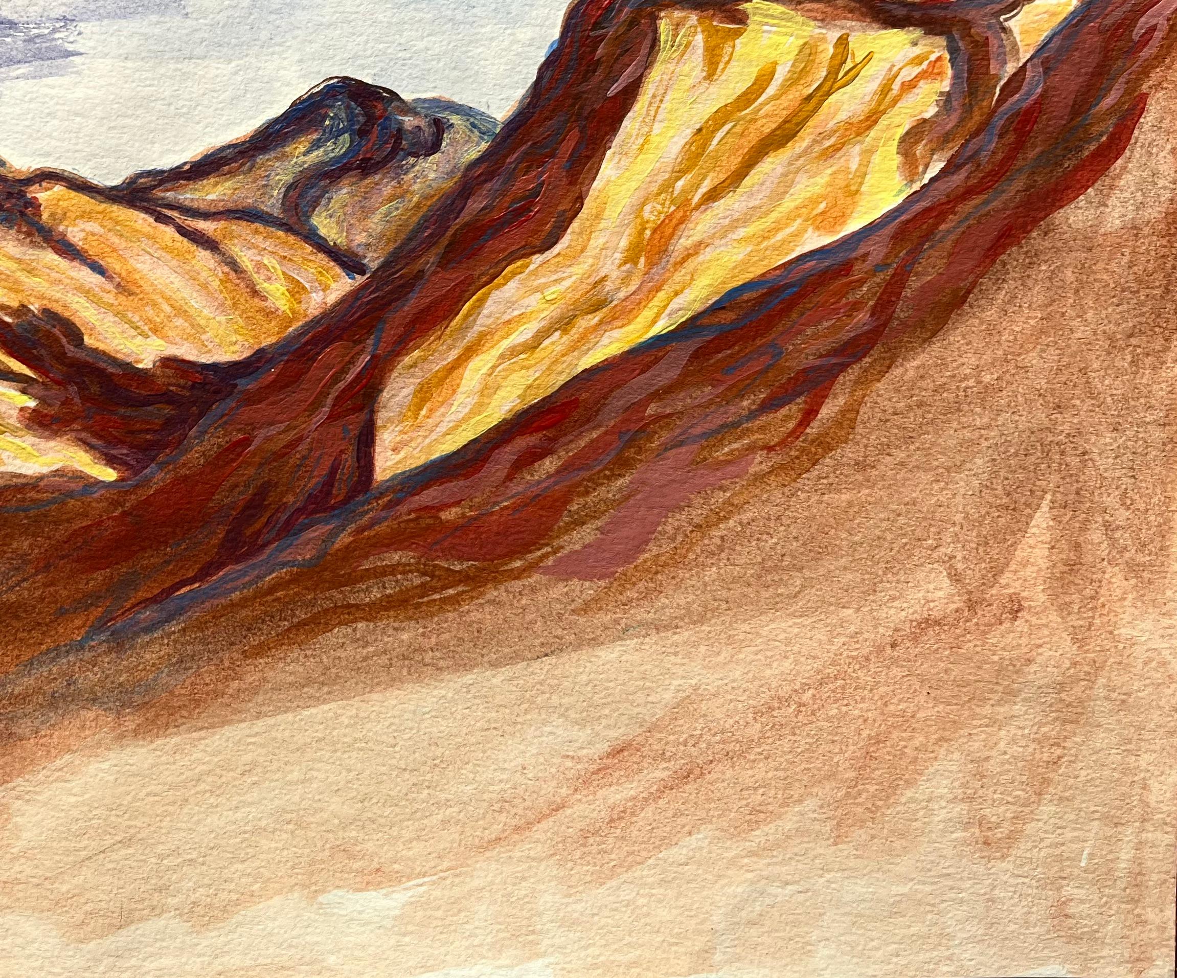 Título: Pintura expresiva en acuarela de las montañas del Atlas bajo un cielo encapotado
por Minty Ramsey
Firmado: Verso
Medio: Acrílico sobre papel
Tamaño: 8,25 pulgadas (alto) x 11,5 pulgadas (ancho)
Estado: Excelente, colores vivos, sin