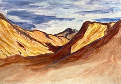Expressive Watercolor Painting of Atlas Mountains Under Moody Sky