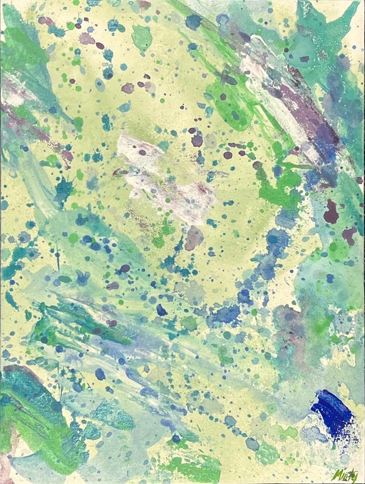 Greene & Greene & Greene Pittura acrilica astratta contemporanea britannica Primavera Sinfonia Trittico - Painting di Minty Ramsey