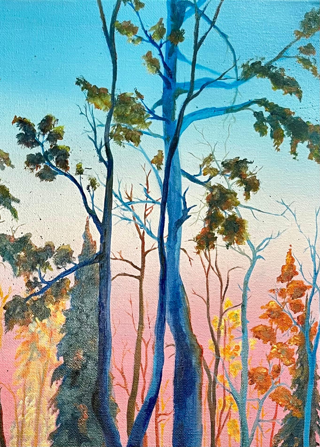 Kuusamo Finnland Winterwald Sonnenuntergang Landschaft Original Zeitgenössisches Öl im Angebot 1
