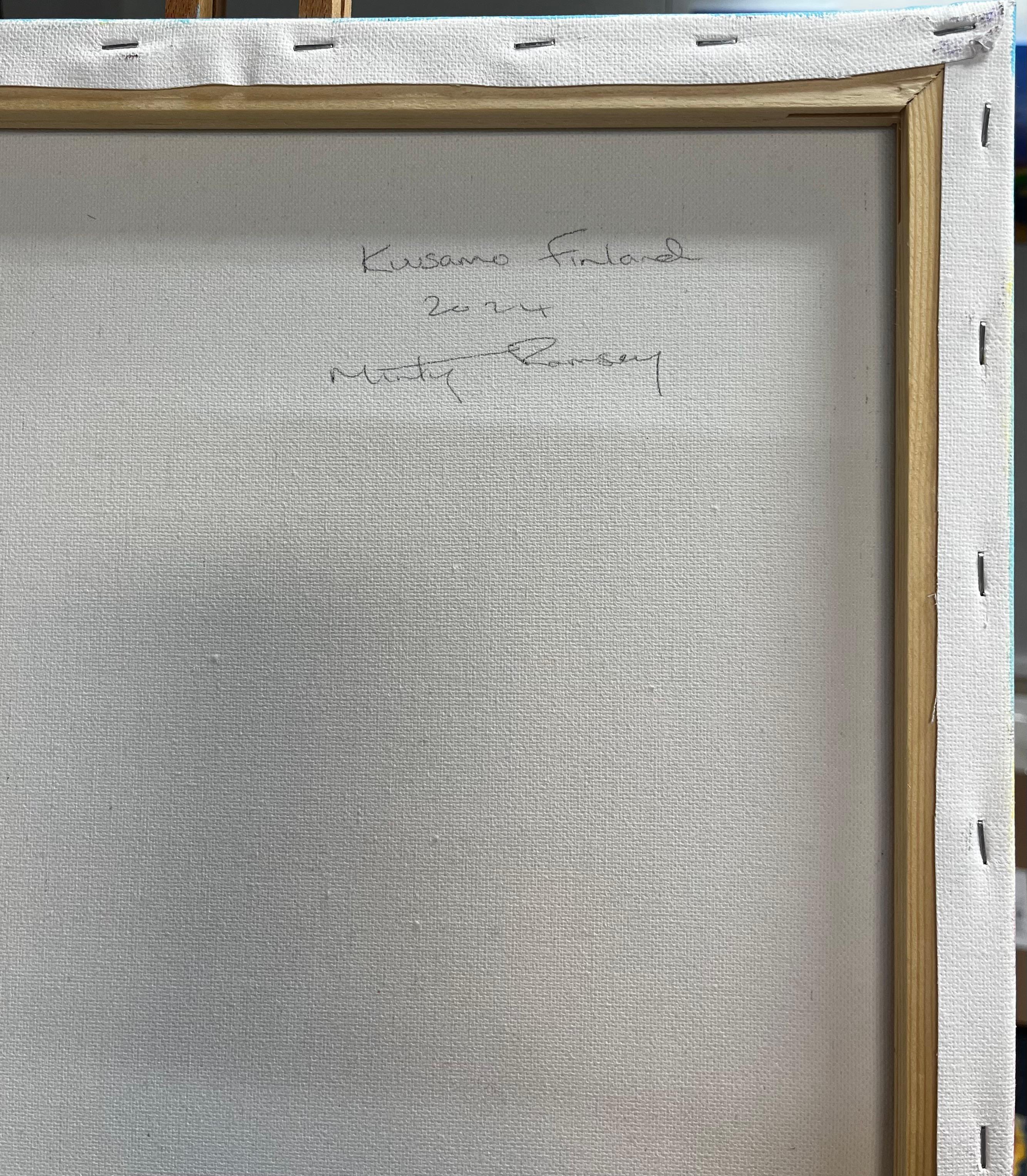 Kuusamo Finnland Winterwald Sonnenuntergang Landschaft Original Zeitgenössisches Öl im Angebot 4