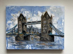 London Bridge River Thames City Sky Contemporary British Artist Original Art
