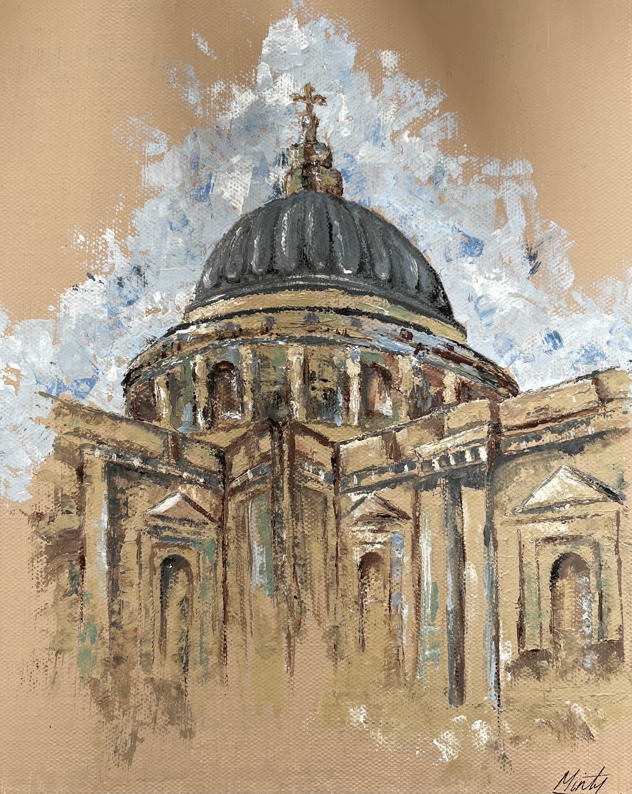 St Pauls Cathedral, London
signed by Minty Ramsey, British contemporary 
acrylic painting on board
10 x 7.9 inches

Wonderful original abstract painting by the British contemporary artist, Minty Ramsey. 

Living in London & Cornwall, Ramsey draws
