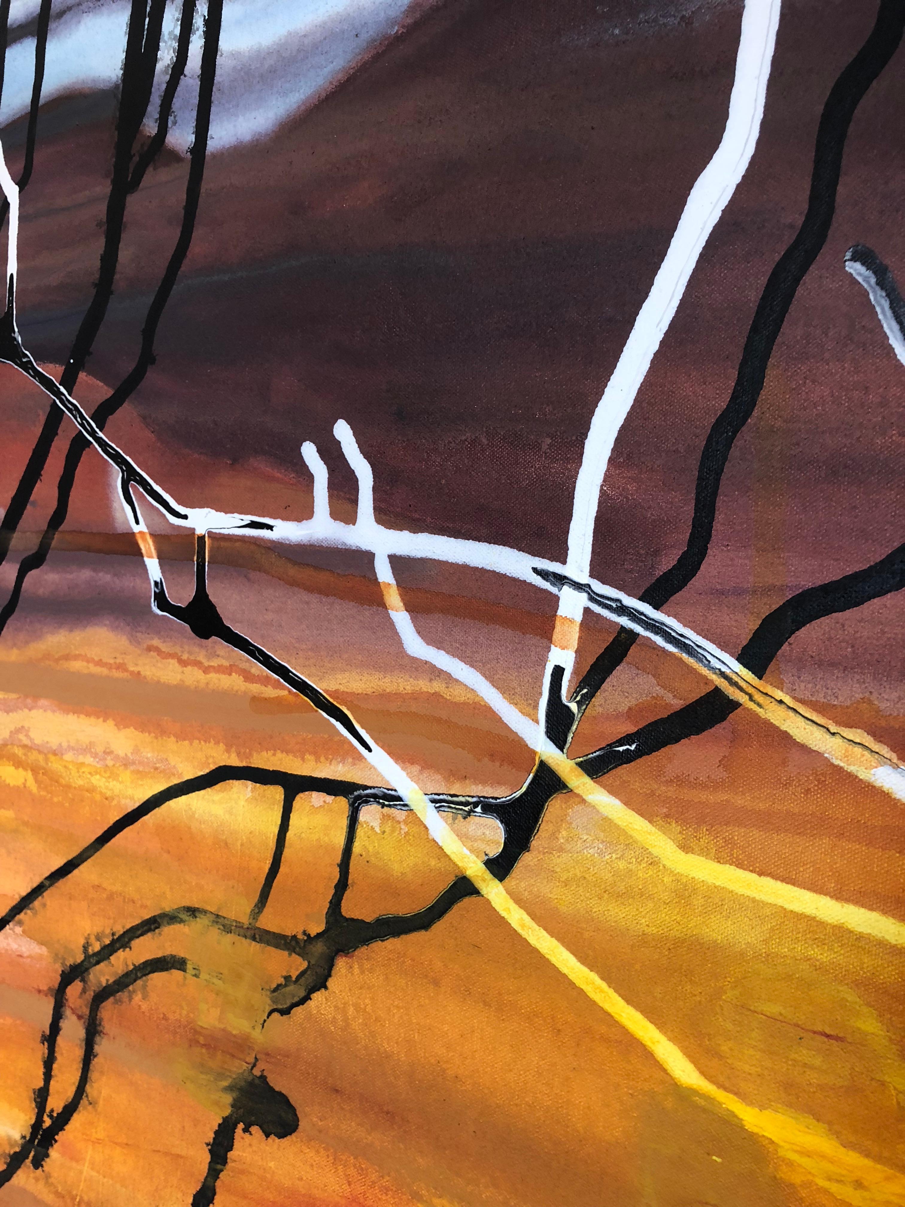 Astratto 
di Minty Ramsey, contemporanea britannica 
pittura acrilica su tela
40 x 32,25 pollici

Splendido dipinto astratto originale dell'artista contemporanea britannica Minty Ramsey. Vivendo in Cornovaglia, Ramsey trae la sua influenza dalla