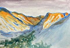 Vibrant Acrylic Painting of the Atlas Mountains with Orange Ridge Highlights