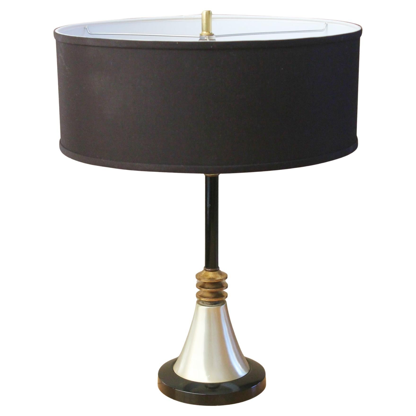 Minty! Space Age Aluminum & Brass Mid Century Modern Table Lamp! 1950s Atomic