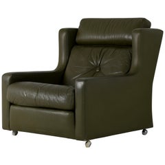 Mintys Oxford Olive Green Eather Armchair, 1960s