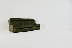 Mintys Oxford Olive Green Leather Sofa, 1960s