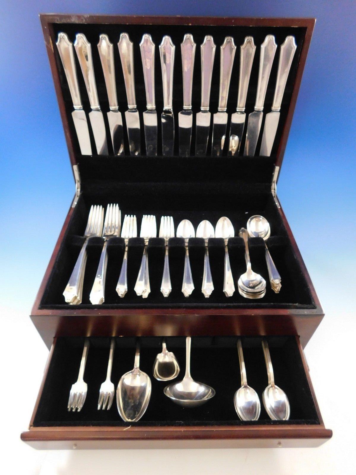 Beautiful minuet by International sterling silver flatware set - 87 pieces. This set includes:

12 dinner knives, 9 5/8