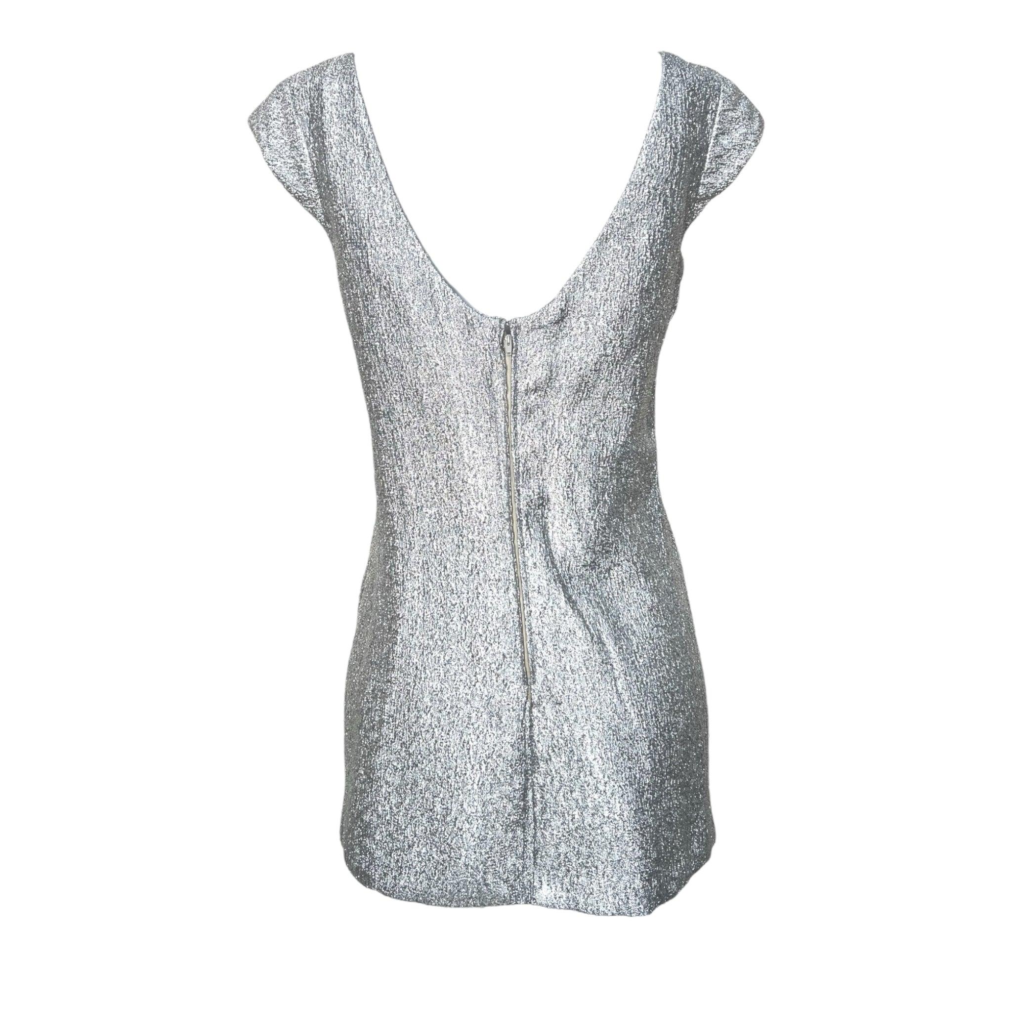 Minuet Silver Lamé Space Age Minikleid, 1960er Jahre (Silber) im Angebot