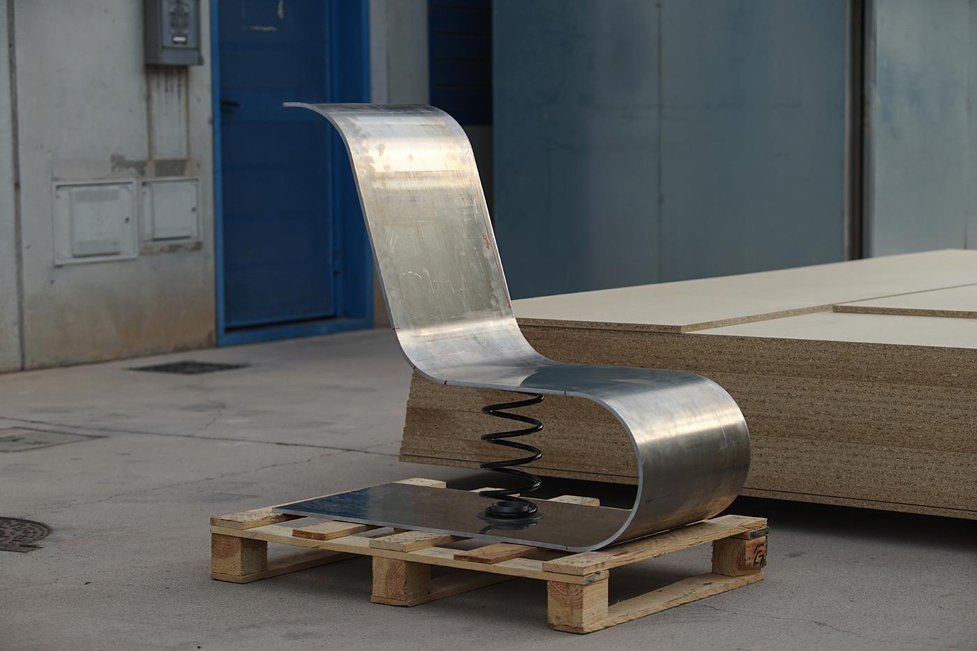 Rocking Chair Bent Aluminium 10 mm Sheet Contemporary MINUS by KUTARQ In Good Condition For Sale In Barcelona, ES
