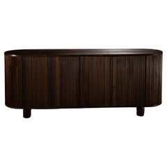 Retro Minutia Oval Walnut Finish Sideboard