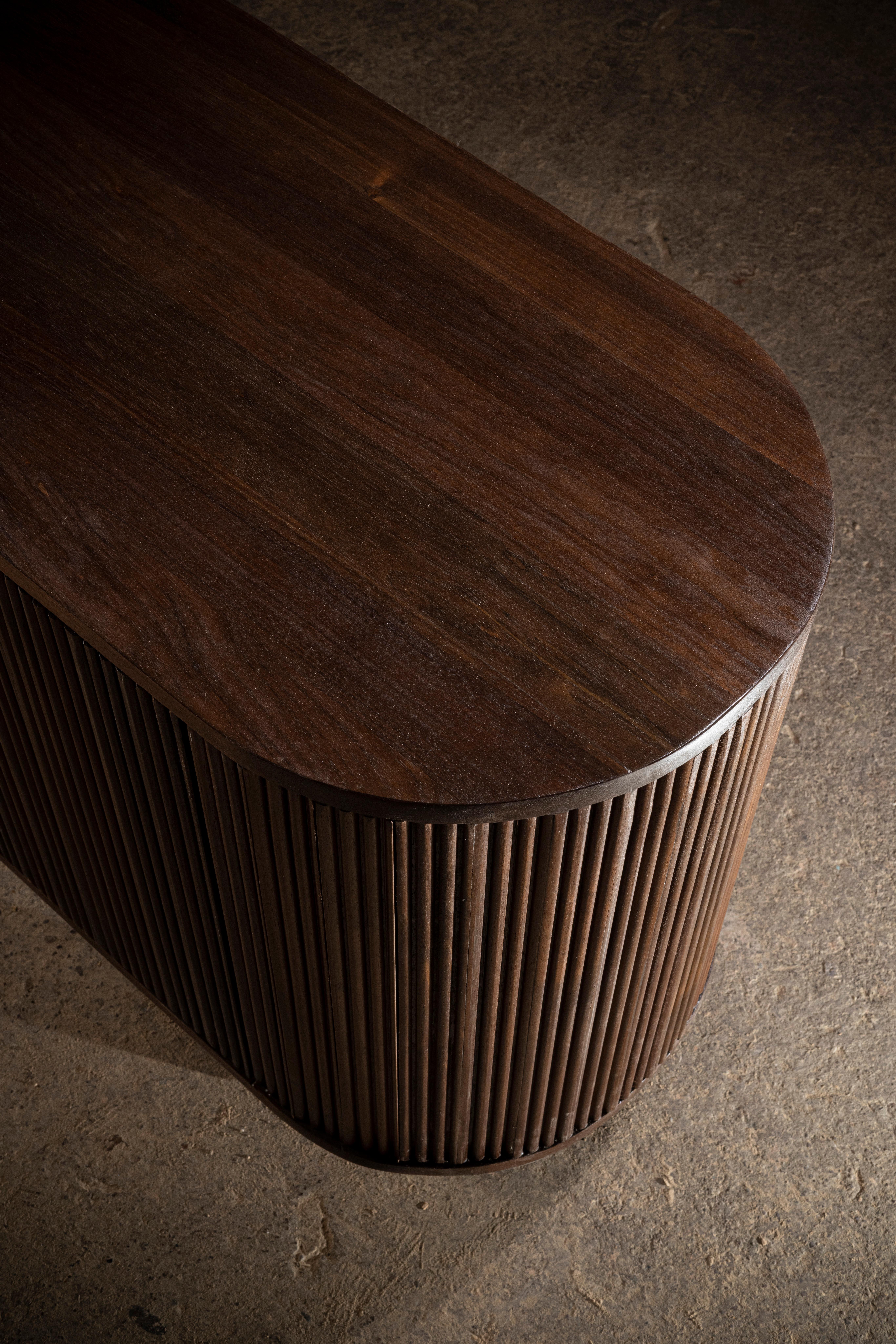 Moderno Minutia Sideboard in Solid Oak with Walnut Finish by No Age Studio in vendita