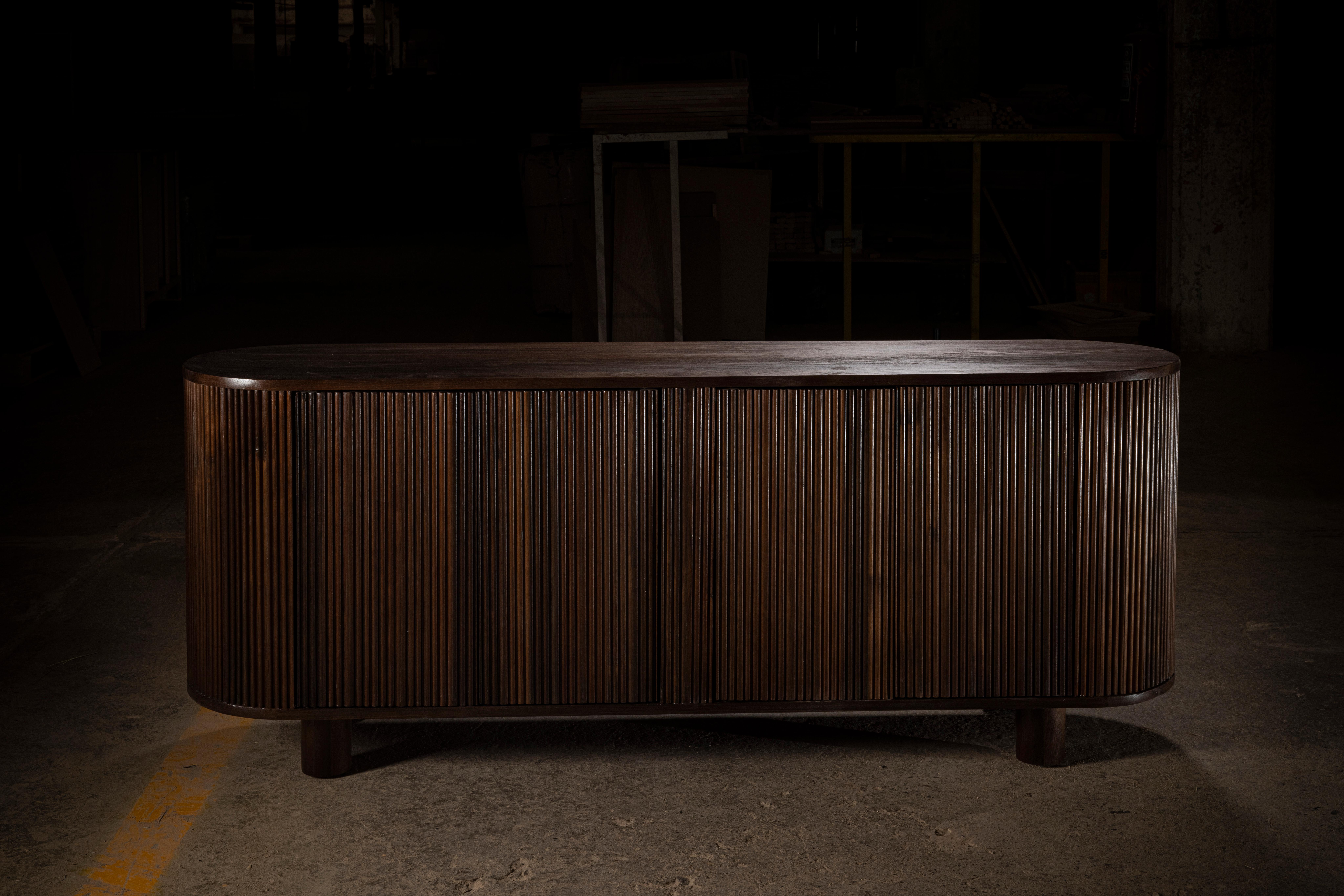 XXI secolo e contemporaneo Minutia Sideboard in Solid Oak with Walnut Finish by No Age Studio in vendita