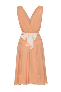 Minx Modes 1950s Peach Silk Crepe Dress