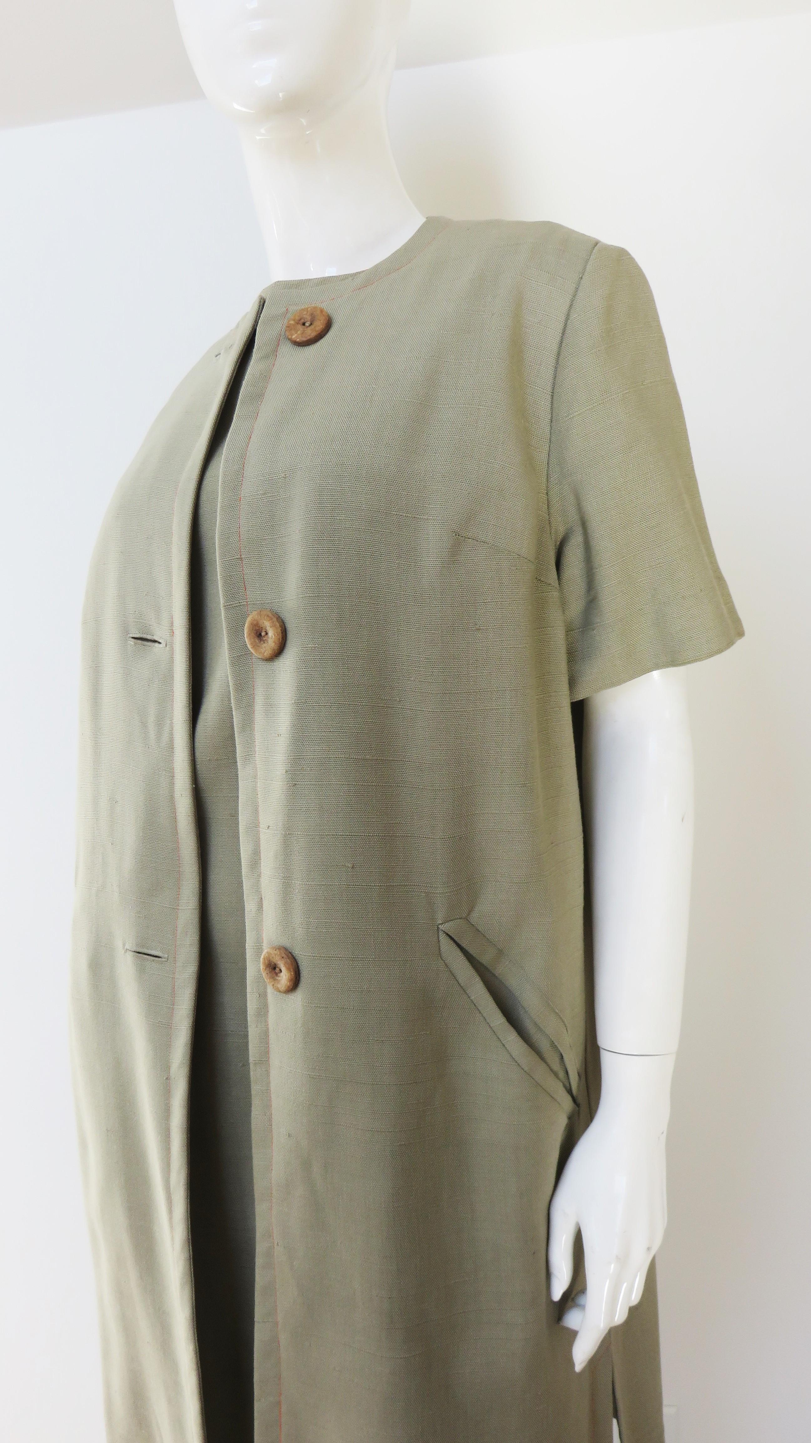 Gray Minx Modes 1960s Linen Dress and Jacket Set  For Sale