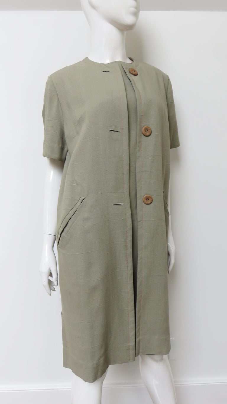 chinese dress ladies Earthy Check Linen Jacket with Fine Check Linen Dress – BohoJazz main image 1