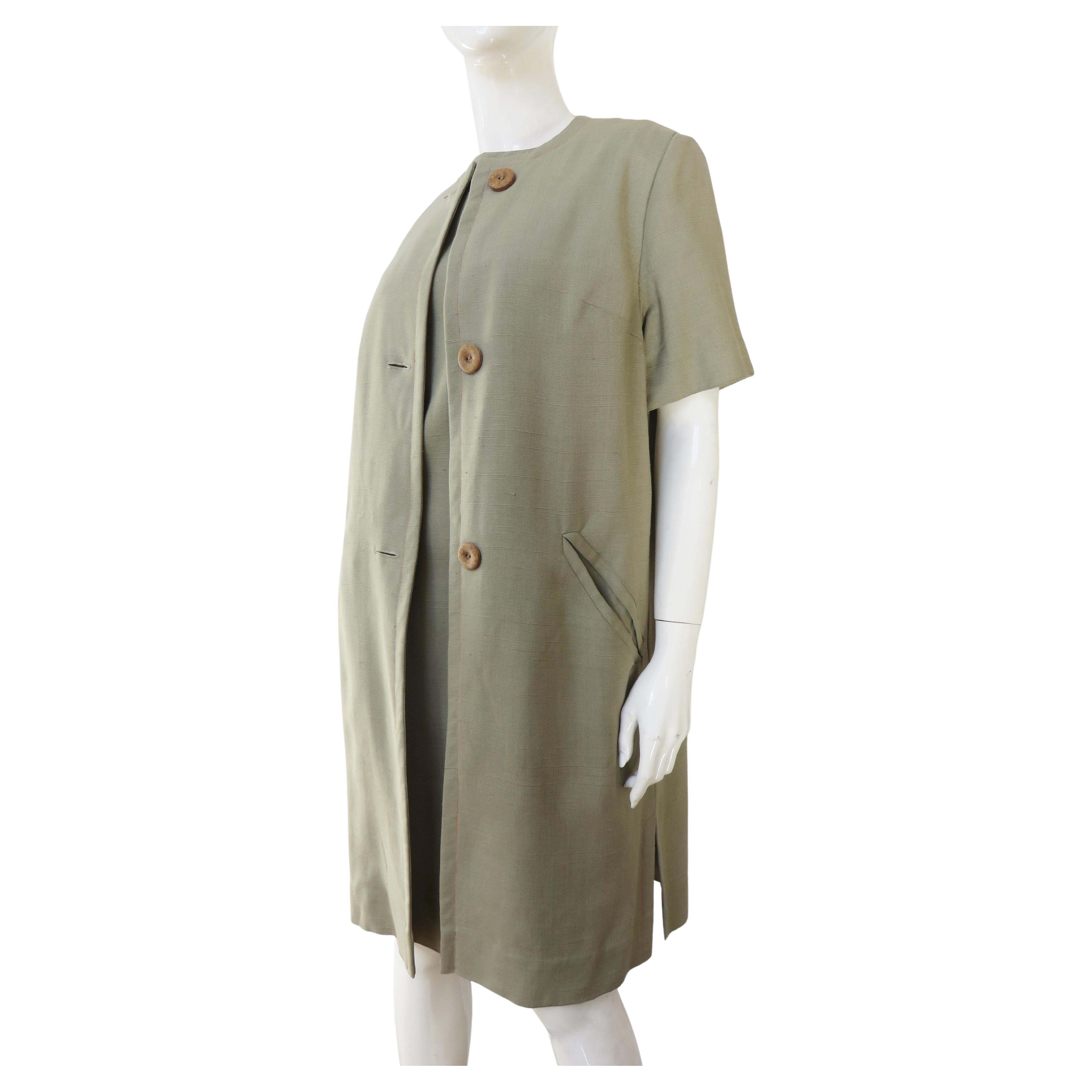 Minx Modes 1960er Jahre Leinen-Farbblock-Kleid und Jacke 