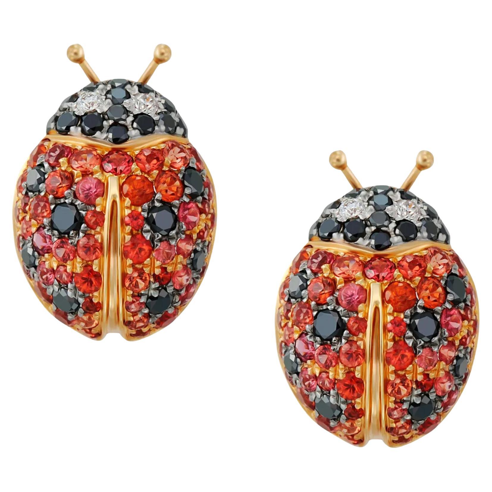 Mio Harutaka 18k Yellow Gold Ladybug Earrings
