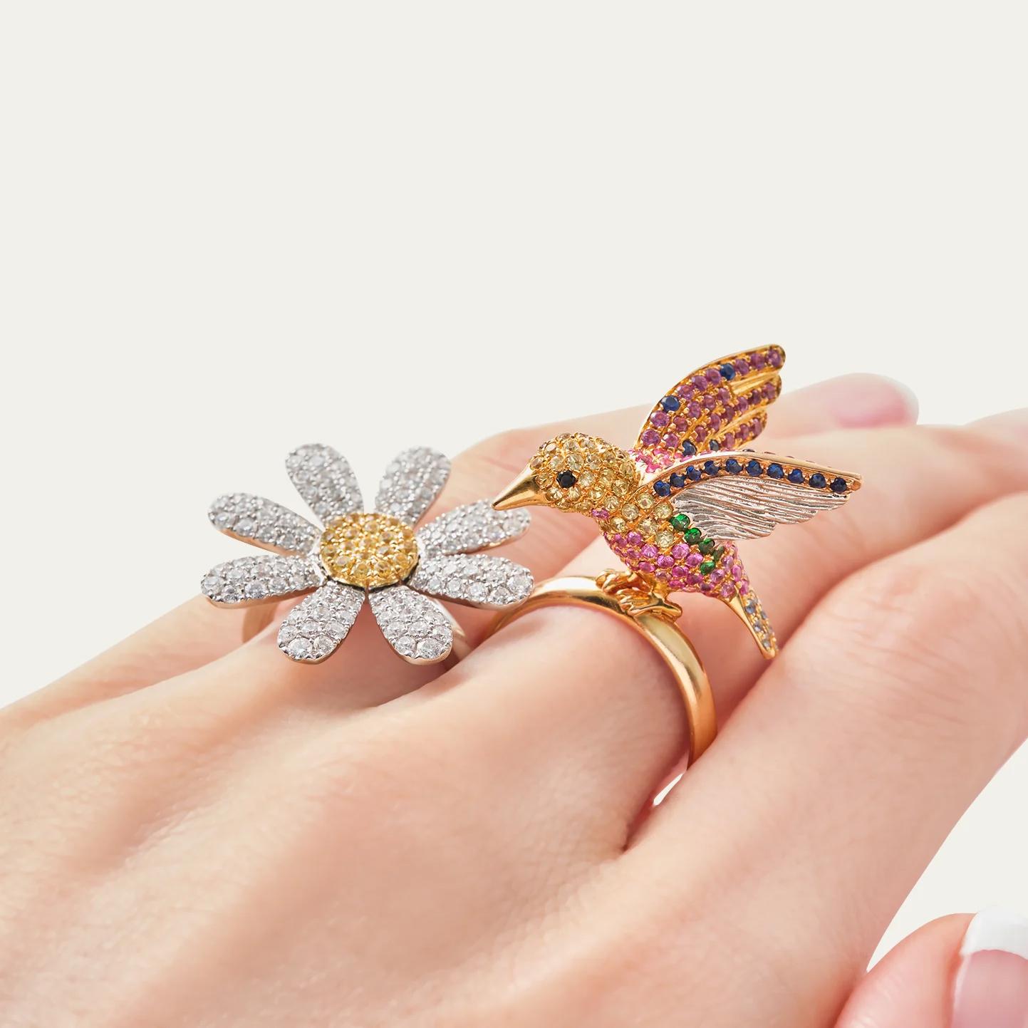 Contemporary Mio Harutaka Gem-Set Bird Ring For Sale