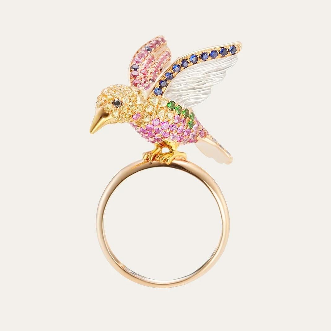 Mixed Cut Mio Harutaka Gem-Set Bird Ring For Sale
