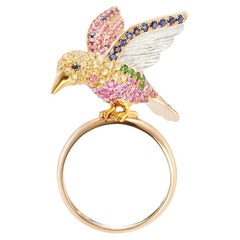 Mio Harutaka Bague oiseau sertie de pierres précieuses