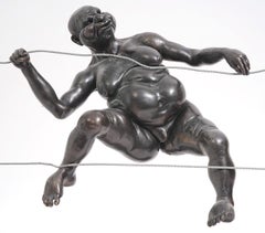 Miodrag Tasic (Born 1954) Bronze Sculpture Man Climbing Signed and Numbered