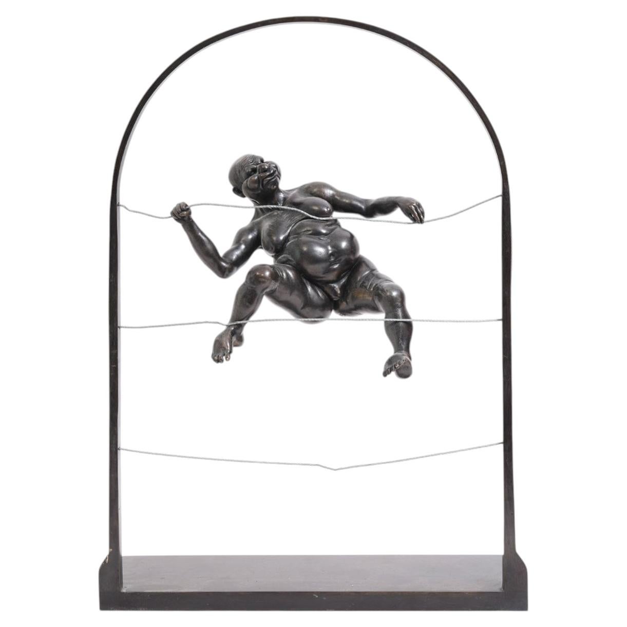 Miodrag Tasic (Born 1954) Bronze Sculpture Man Climbing Signed and Numbered For Sale