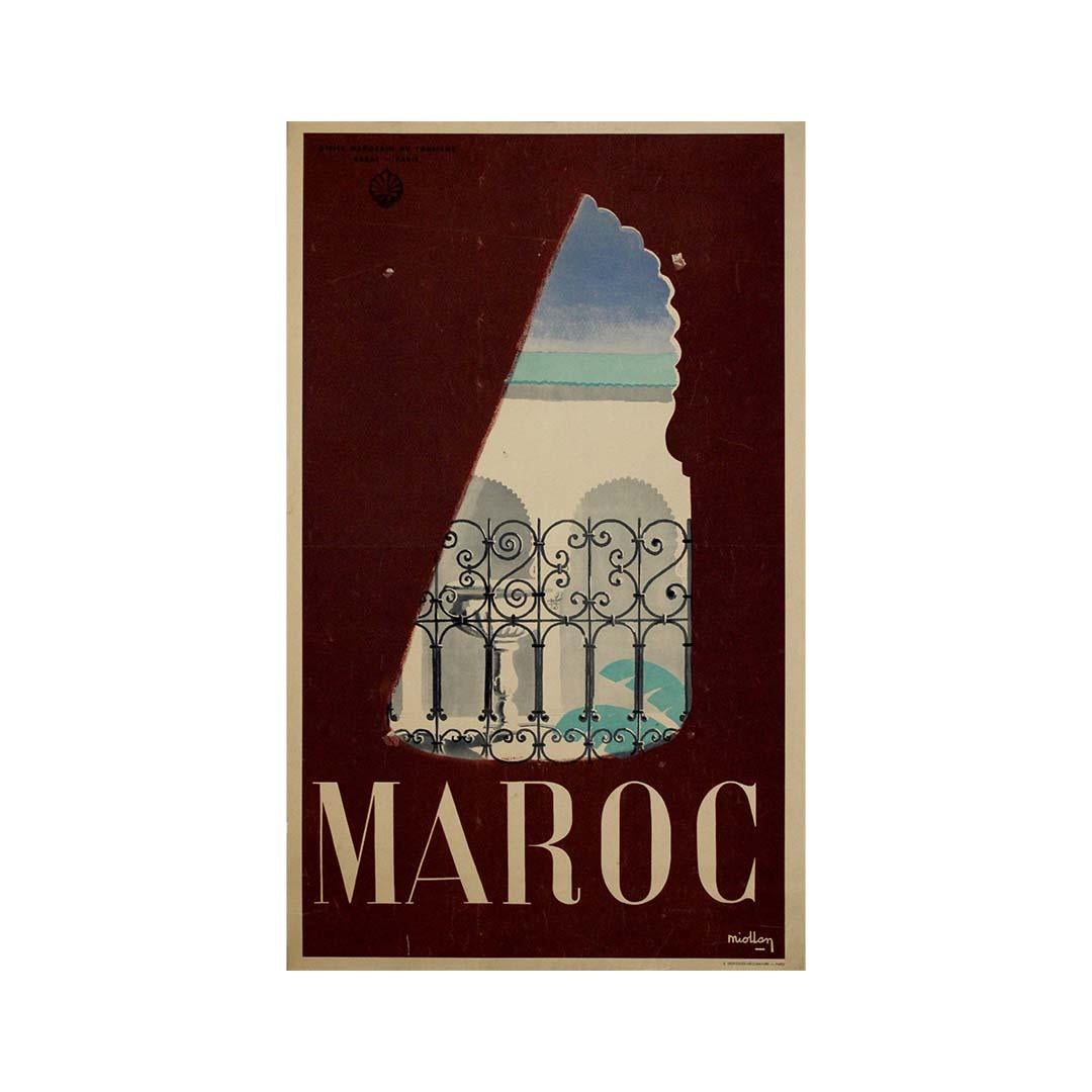 Original um 1950 Reiseplakat von Miollan - Maroc - Marokko im Angebot 1