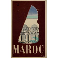 Original um 1950 Reiseplakat von Miollan - Maroc - Marokko