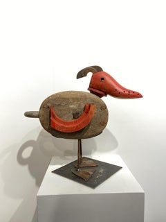 Pato Rojo- 21st Century, Contemporary Sculpture, Figurative, Recycled Objects
