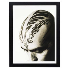 Miquel Arnal, Tattooed Man Hand Signed Large Black and White Photography, Framed