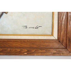 Italian "Clown Dentist" Oil on Canvas Painting Signed Barcelo