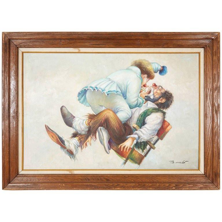 Miquel Barceló Figurative Painting - Italian "Clown Dentist" Oil on Canvas Painting Signed Barcelo