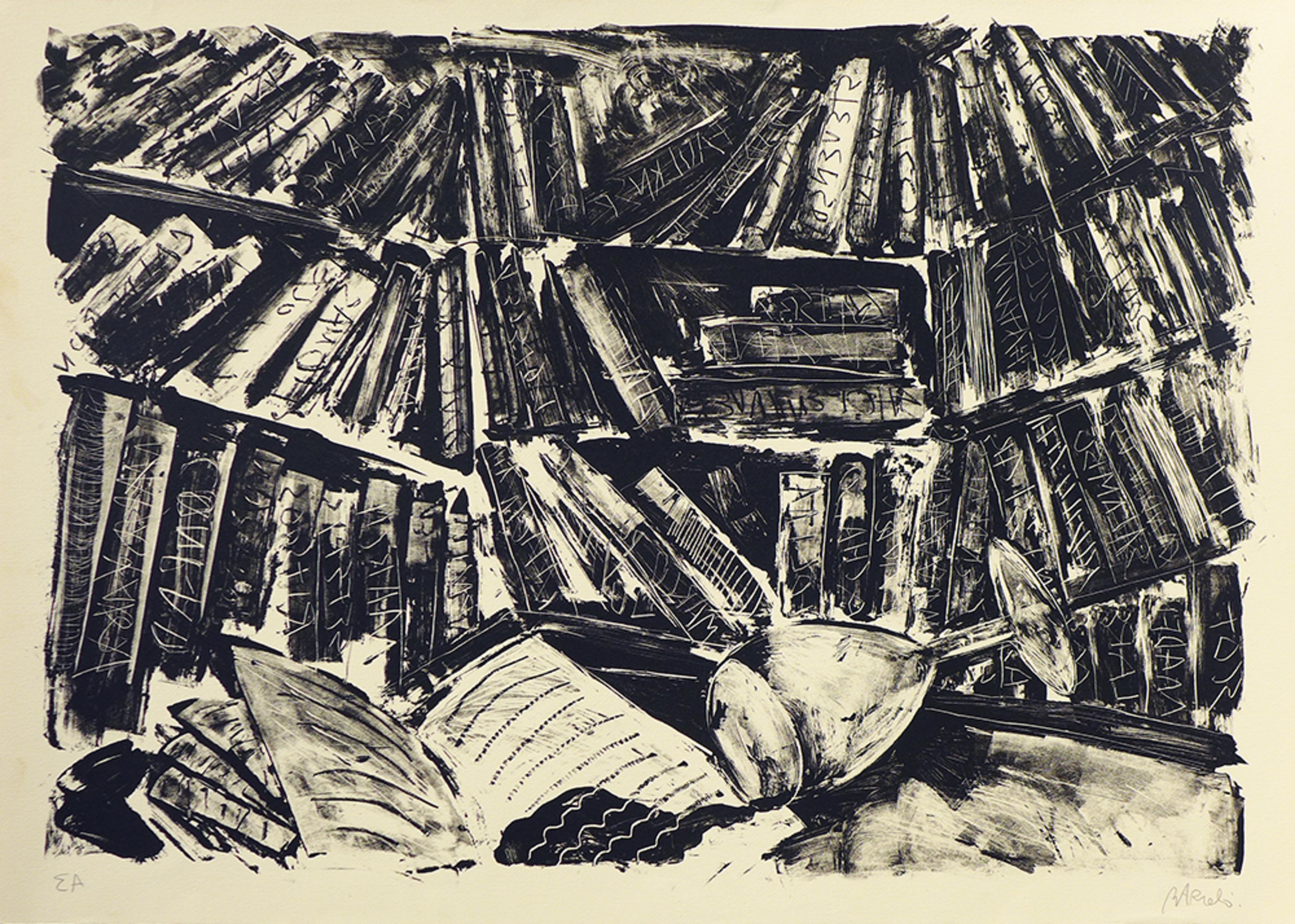 La bibliothèque - Print by Miquel Barceló
