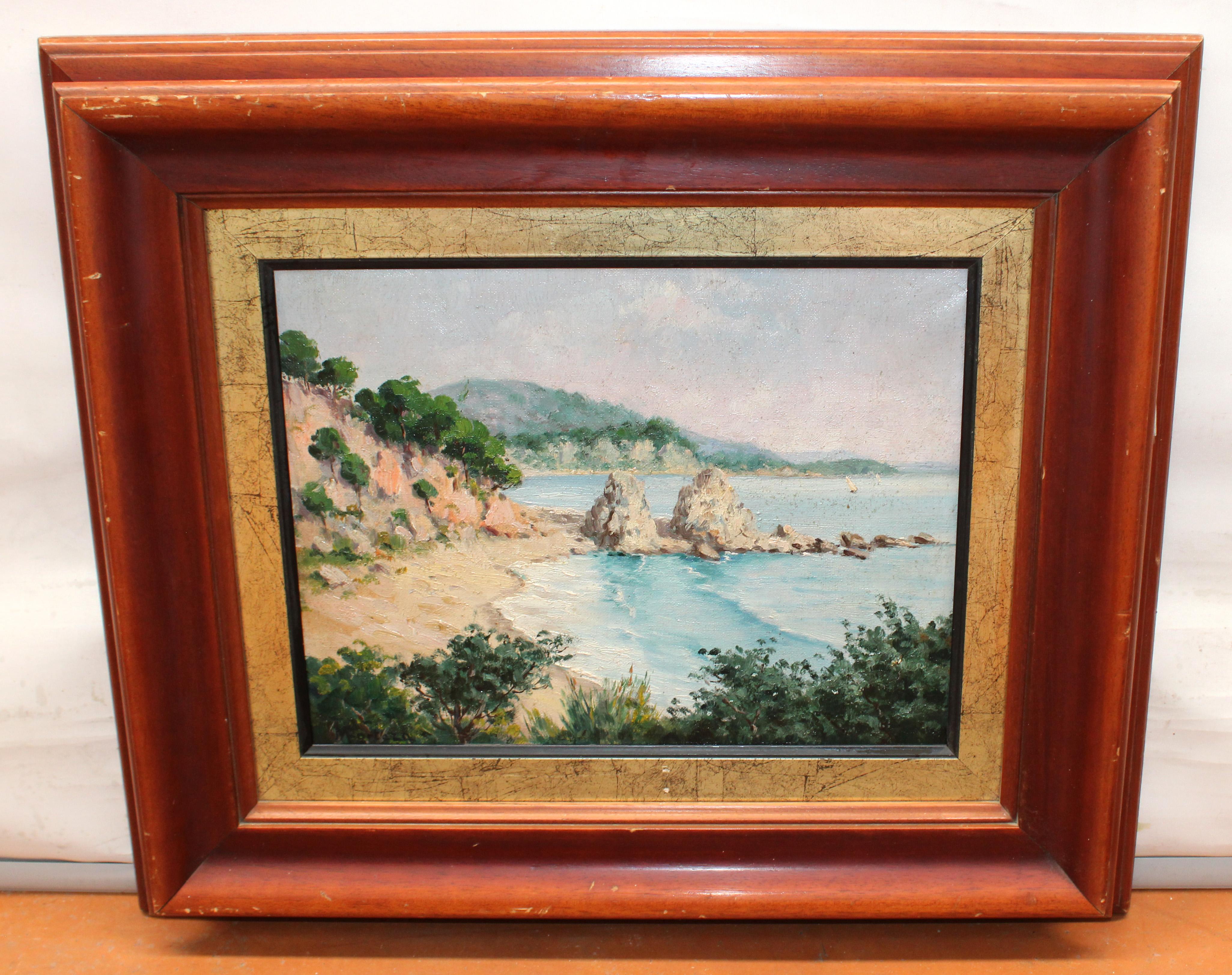 Playa de Santa Cristina (Costa Brava) - Óleo sobre tela - Painting by Miquel Forteza Forteza