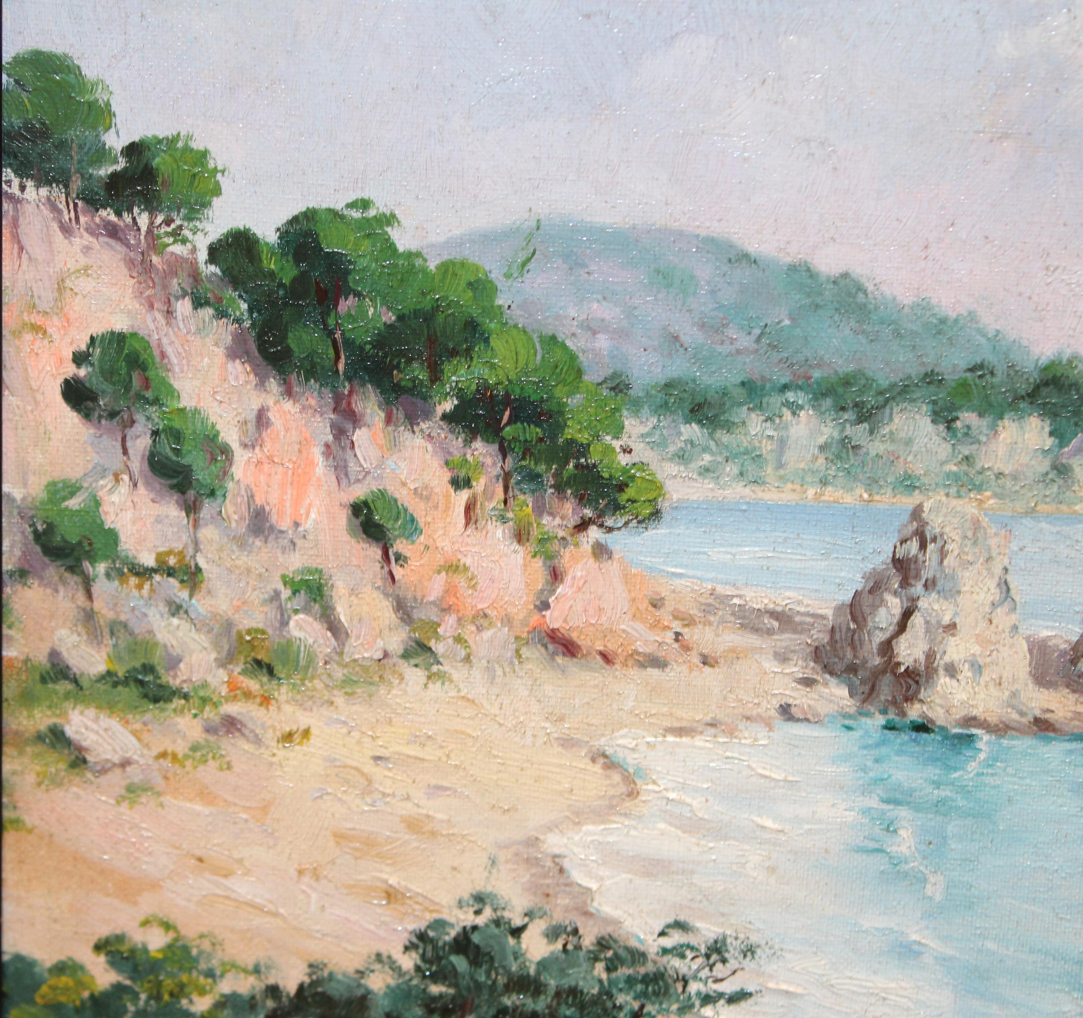 Playa de Santa Cristina (Costa Brava) - Óleo sobre tela - Impressionist Painting by Miquel Forteza Forteza
