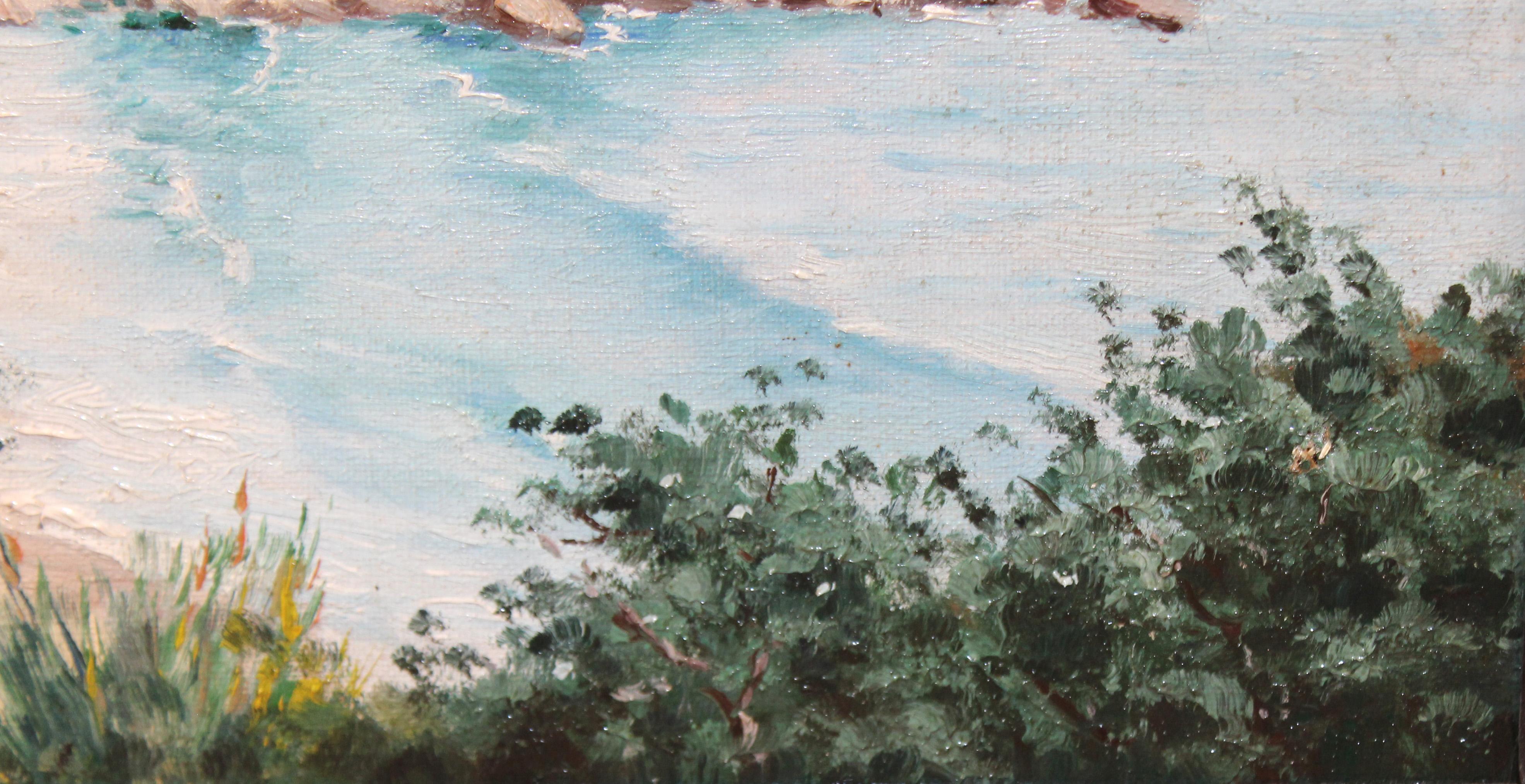 Playa de Santa Cristina (Costa Brava) - Óleo sobre tela For Sale 2