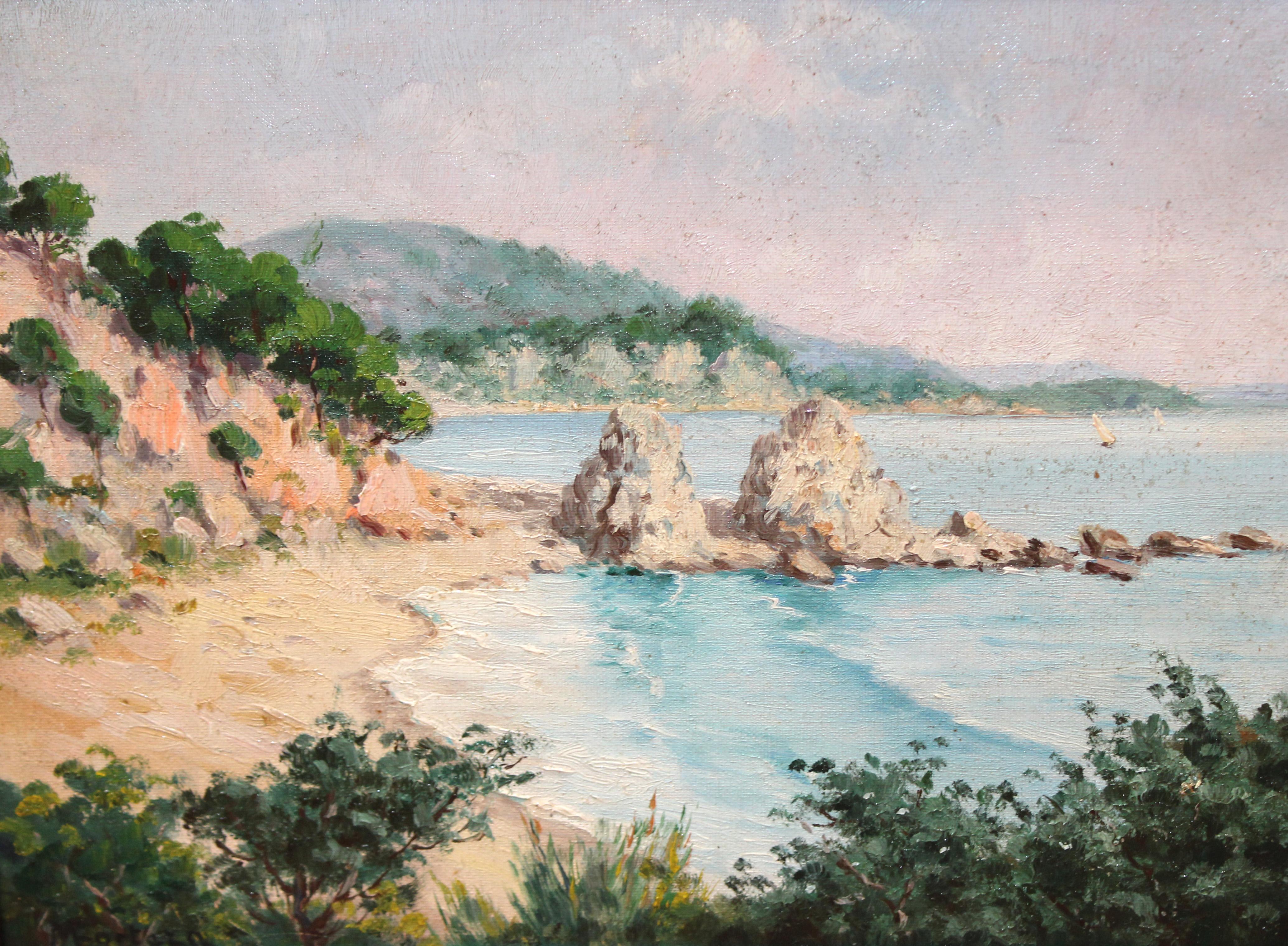 Miquel Forteza Forteza Landscape Painting - Playa de Santa Cristina (Costa Brava) - Óleo sobre tela