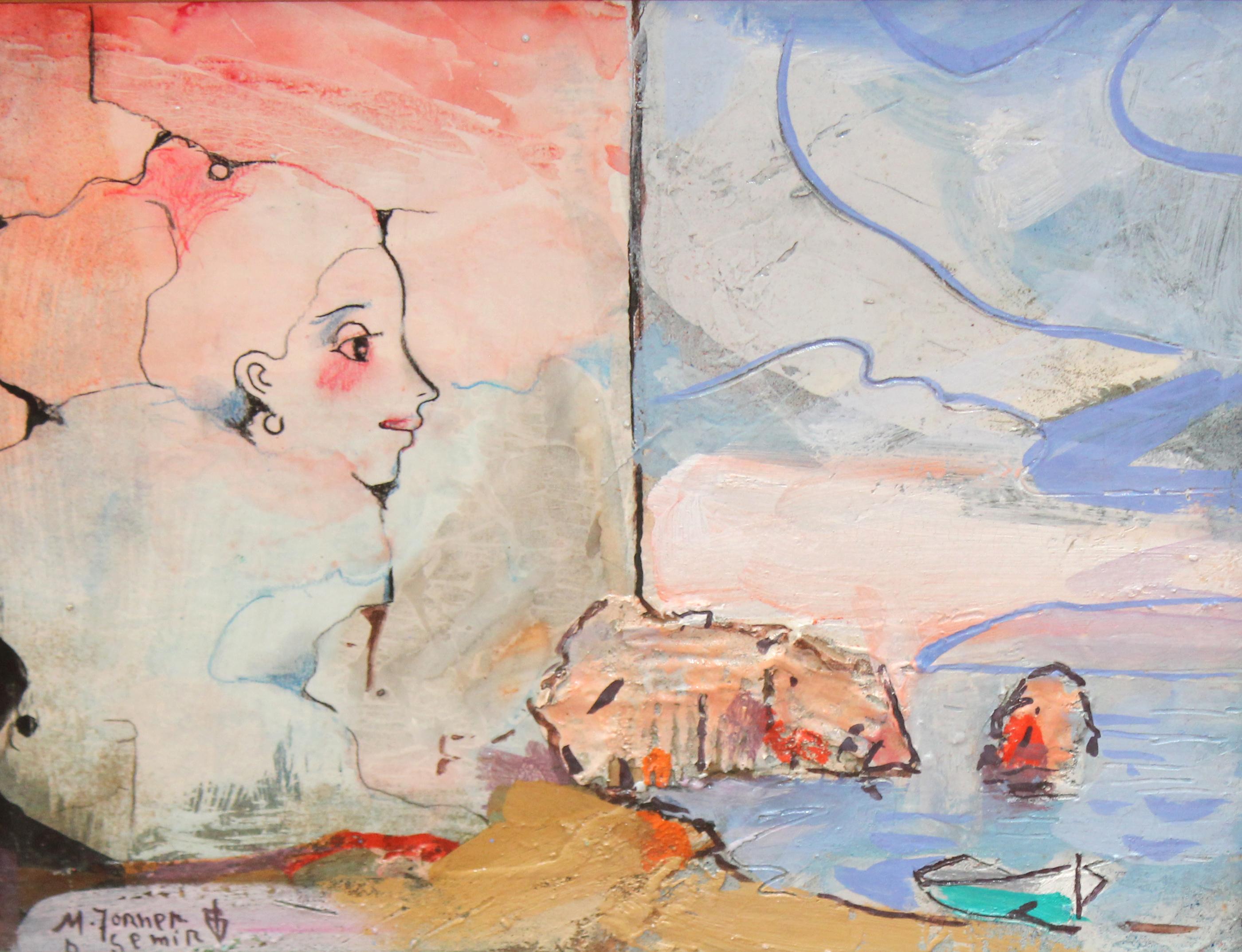 Miquel Torner de Semir Figurative Painting - Ecos de Mar Oil Painting on Canvas, Framed, Signed, 1990s, 56x64 cm