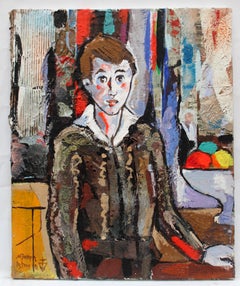 Interior con figura - Óleo sobre tela